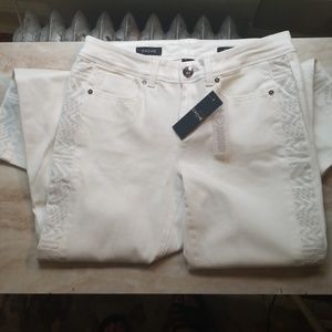 NWT Cache cream skinny jeans with side panels sz10